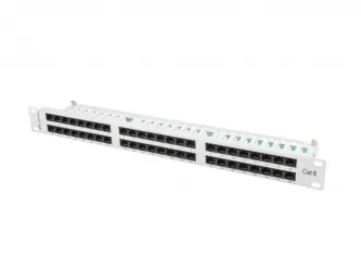 Patch panel 48x port 1U LANBERG do szafy RACK 19" KAT.6 szary