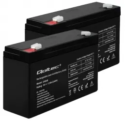 2x Akumulator AGM Qoltec 6V 12Ah HQ + ładowarka