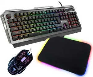 Zestaw klawiatura aluminiowa Genesis RHOD 420 + mysz + słuchawki + podświetlana mata gamingowa