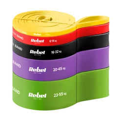 Zestaw gum do ćwiczeń TPE - Power Band PTs-1, 5 gum TPE 4-55 kg REBEL ACTIVE