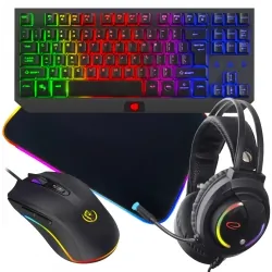 Klawiatura gamingowa podświetlana FURY TKL HURRICANE + mysz słuchawki mata dla graczy