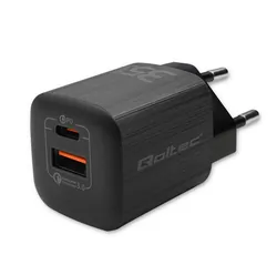 Ładowarka sieciowa Qoltec GaN ULTRA 35W 5-20V 2.25-3A USB-C PD   USB QC - czarna