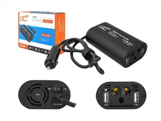 Kompaktowa przetwornica samochodowa napięcia 12V/230V 150W LTC + 2xUSB 2.4A