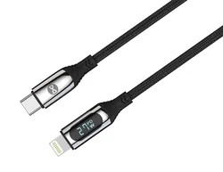 Kabel USB-C/Lightning 27W Forever LCD 1m czarny