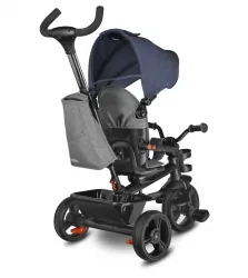 Wózek spacerowy rowerek trójkołowy pchacz 2w1 LIONELO HAARI obracany - jeans