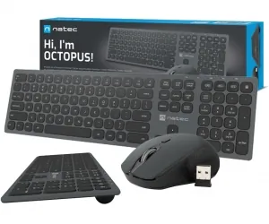 Zestaw bezprzewodowy NATEC OCTOPUS US klawiatura + mysz bluetooth 2.4GHZ aluminium