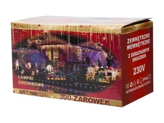 Lampki ozdobne choinkowe czerwone Led 300szt 24m