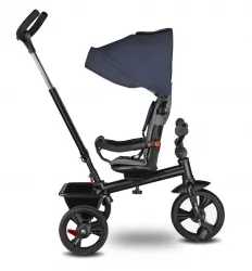 Wózek spacerowy rowerek trójkołowy pchacz 2w1 LIONELO HAARI obracany - jeans
