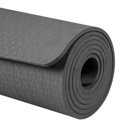 Mata gimnastyczna do ćwiczeń joga pilates fitness 183x61cm grubość 6 mm REBEL ACTIVE - kolor czarny