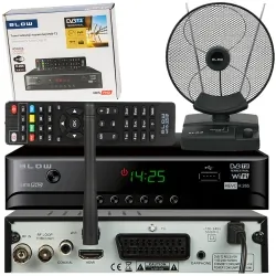 Tuner cyfrowy dekoder DVB-T2 BLOW 4815WIFI H.265/HEVC  + antena pokojowa BLOW ATD17