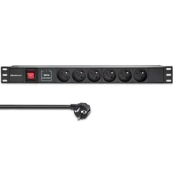 Aluminiowa listwa zasilająca PDU do szafy RACK 19'' 1U 16A6xFRENCH 1.8m