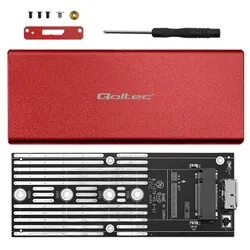 Aluminiowa obudowa zewnętrzna USB 3.0/M.2 SSD SATA NGFF Qoltec Super speed 5Gb/s 2TB - czerwony