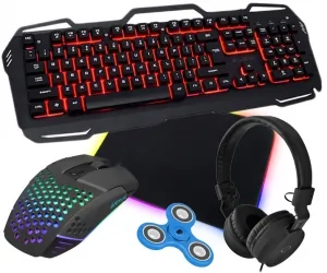 Zestaw Blow klawiatura z podświetleniem LED RED COLD STEEL + mysz  FURY BATTLER 6400DPI + podkładka + słuchawki