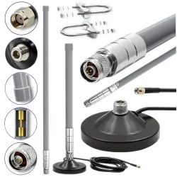 Antena z włókna szklanego LoRa 8 dBi Qoltec 113 cm zewnętrzna IP67 + magnetyczna podstawa z kablem 2m