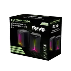 Gamingowe głośniki komputerowe 2.0 Esperanza FREVO USB LED RAINBOW