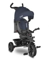 Wózek spacerowy rowerek trójkołowy pchacz 2w1 LIONELO HAARI obracany - jeans