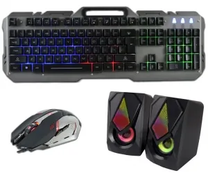Zestaw gamingowy Rebeltec INTERCEPTOR klawiatura podświetlana + mysz + głośniki Boogie