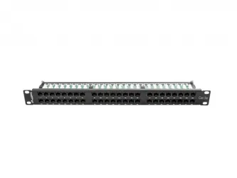 Patch panel 48x port 1U LANBERG do szafy RACK 19" KAT.5E czarny