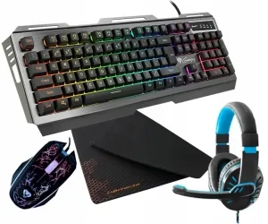 Zestaw klawiatura aluminiowa Genesis RHOD 420 + mysz + słuchawki + mata gamingowa