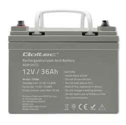 Akumulator AGM Qoltec 12V 36Ah max. 540A