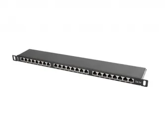 Patch panel 24x port 0.5U LANBERG do szafy RACK 19&quot; KAT.5E czarny