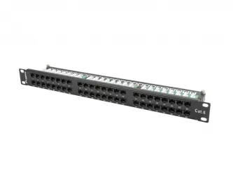 Patch panel 48x port 1U LANBERG do szafy RACK 19" KAT.6 czarny