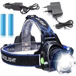 Akumulatorowa latarka czołowa LED LTC 1000lm ZOOM + 2 ładowarki