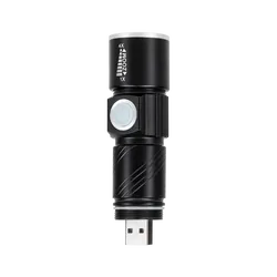 Aluminiowa latarka ręczna REBEL LED 3W ZOOM wtyk USB