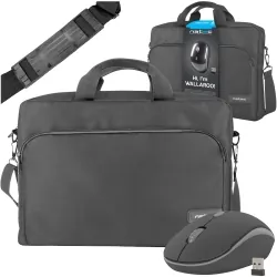 Torba na laptopa NATEC WALLAROO 15.6&quot; czarna + Myszka bezprzewodowa
