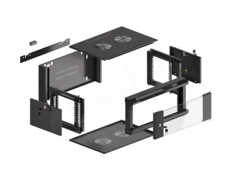 Szafa instalacyjna RACK wisząca 19&#039;&#039; 15U 570x450 drzwi szklane szybki montaż Lanberg (flat pack) - czarna