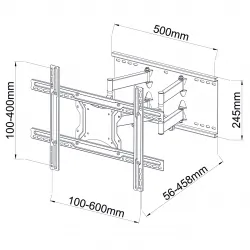 Uchwyt naścienny uniwersalny wieszak do TV LCD/LED AR-87 ART 40-80" 60KG regulacja pionowa i pozioma 46cm