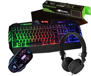 Klawiatura gamingowa podświetlana dla graczy FURY SPITFIRE + mata + mysz + słuchawki