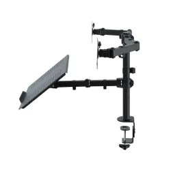 Uchwyt biurkowy do dwóch monitorów LED/LCD 13-27 cala z półką na laptopa notebooka