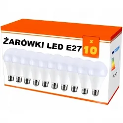 Zestaw 10x  żarówek LED E27 15W bańka kulka A80,AC230V,WW