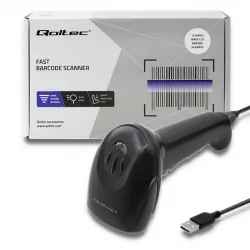 Czytnik kodów kreskowych 1D CCD Qoltec USB - czarny