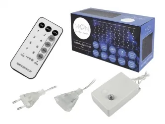 Kurtyna świetlna ozdobna zewnętrzna LTC Moon In The Room sople 240 LED 3x2m ziemne białe + pilot