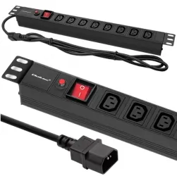 Listwa zasilająca RACK PDU Qoltec do szafy RACK 19&quot; 1U 10A 2m 8xIEC C13