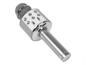 Bezprzewodowy mikrofon Bluetooth PRM402 BLOW srebrny karaoke 