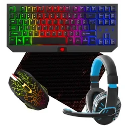 Klawiatura gamingowa podświetlana FURY TKL HURRICANE + mysz mata słuchawki dla graczy