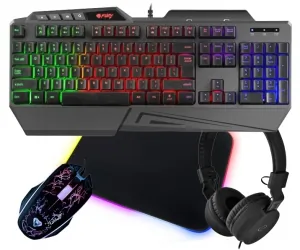 Klawiatura dla graczy z podświetleniem FURY SKYRAIDER + mata + mysz + słuchawki