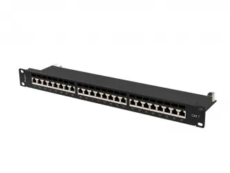 Patch panel 24x port 1U LANBERG do szafy RACK 19" KAT.7 ekranowany czarny