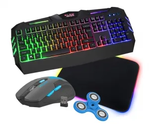 Klawiatura gamingowa podświetlana dla graczy BLOW HURRICANE + bezprzewodowa mysz FURY STALKER + mata LED 