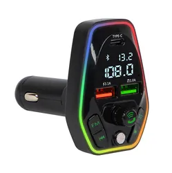Podświetlany transmiter FM T-05 Bluetooth 5.0 SD USB QC3.0 USB-C PD