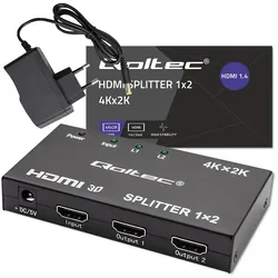 Aktywny rozdzielacz Splitter 2 x HDMI 4K x 2K Qoltec 3.4Gb/s High stability
