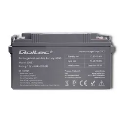 Akumulator AGM Qoltec 12V 65Ah max. 780A