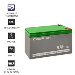 Akumulator AGM Qoltec 12V 9Ah HQ