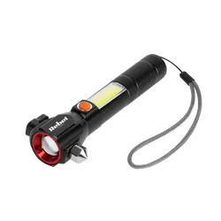 Akumulatorowa latarka ręczna ewakuacyjna REBEL LED COB ZOOM akumulator USB   młotek do szyb   nóż do pasów   magnes