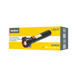 Akumulatorowa latarka ręczna ewakuacyjna REBEL LED COB ZOOM akumulator USB   młotek do szyb   nóż do pasów   magnes