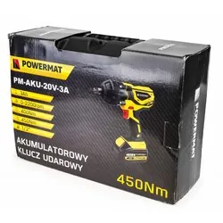 Akumulatorowy klucz udarowy 3Ah 20V Powermat PM-AKU-20V-3A   walizka