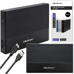 Aluminiowa obudowa zewnętrzna kieszeń na dysk USB 3.0/SSD HDD 2.5" SATA Qoltec Super speed 5Gb/s 2TB - czarny